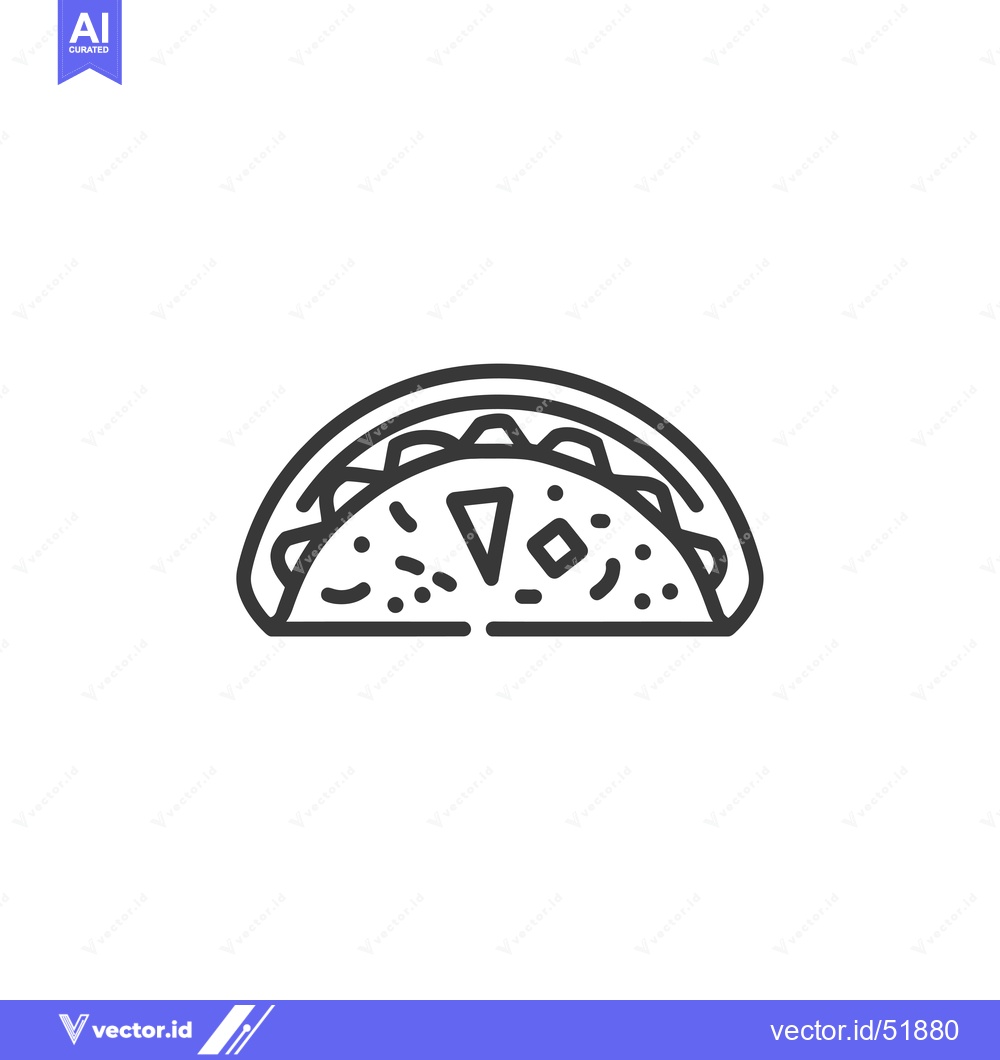 Premium Vector dari Line Art Illustration of a Closed Taco