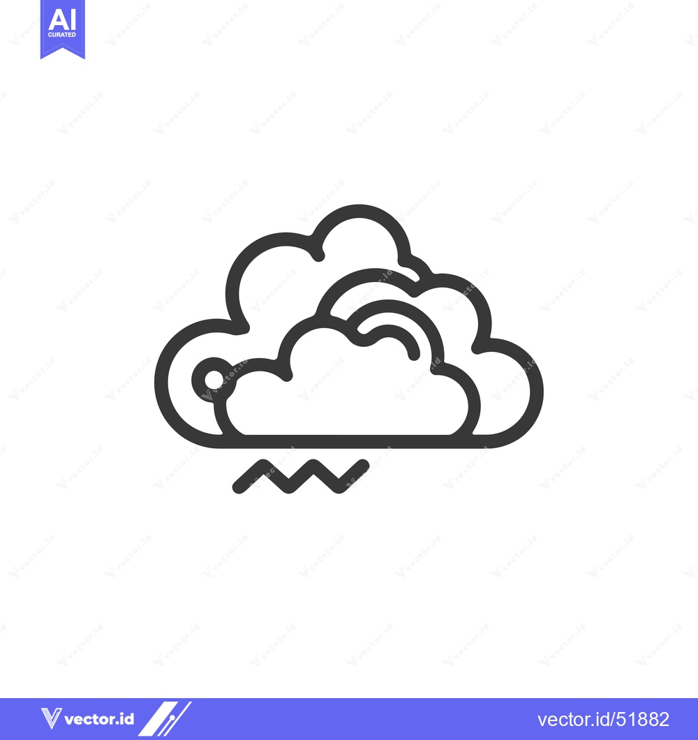 Premium Vector dari Line Art Illustration of a Cloud with Lightning