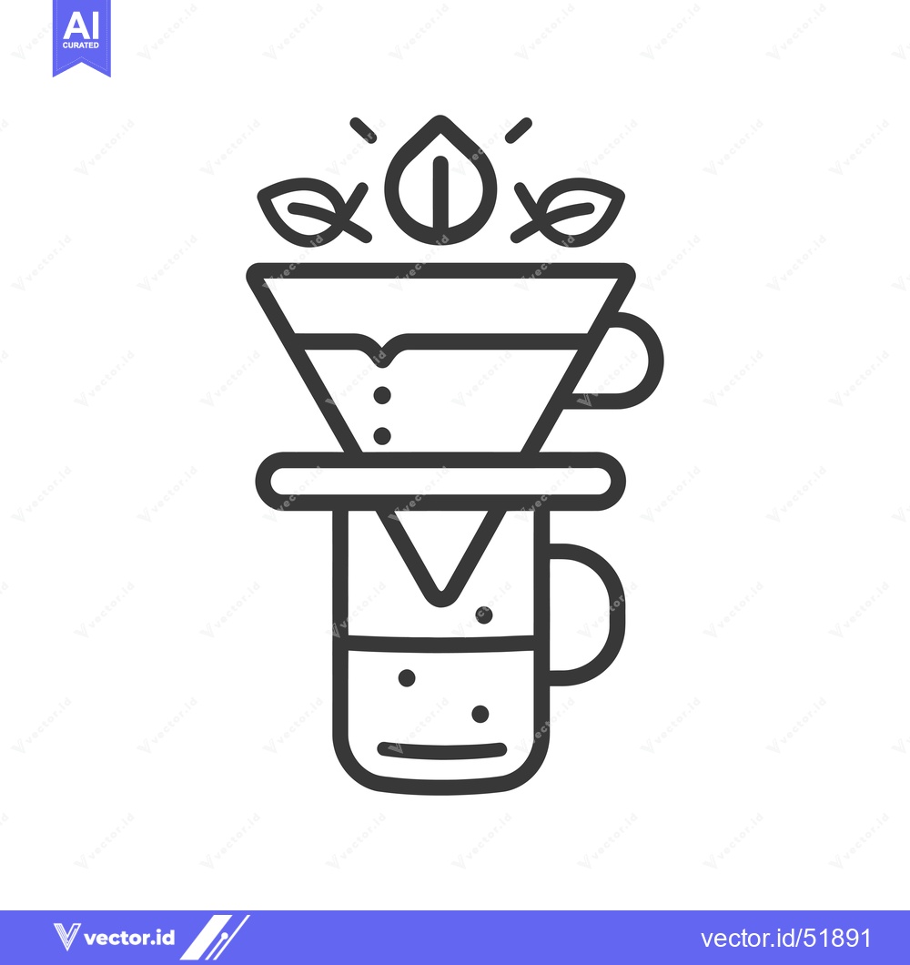 Premium Vector of Line Art Illustration of a Coffee Maker with a Filter