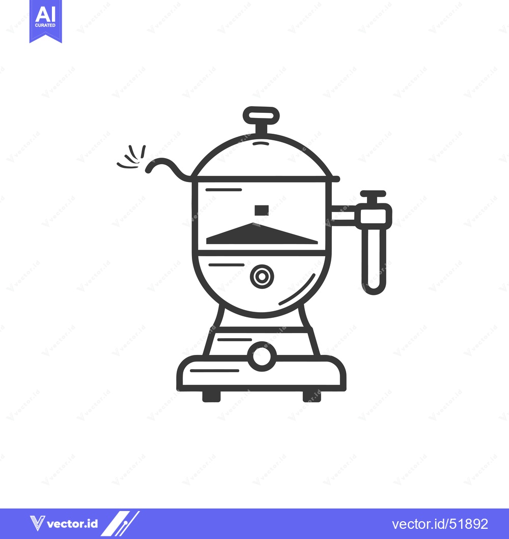 Premium Vector of Line art illustration of a coffee maker with steam coming out of the s
