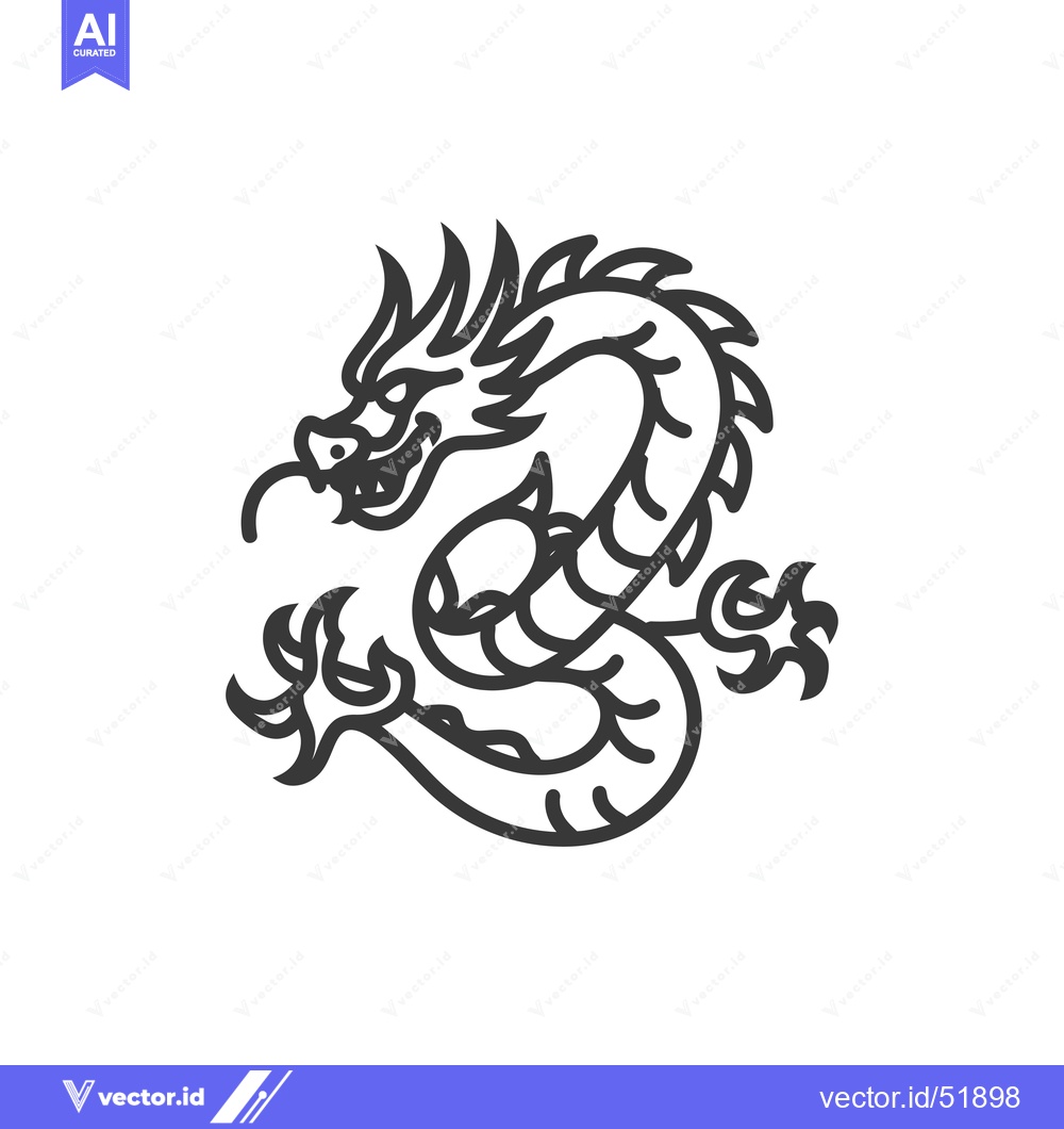 Premium Vector dari Line Art Illustration of a Coiled Dragon