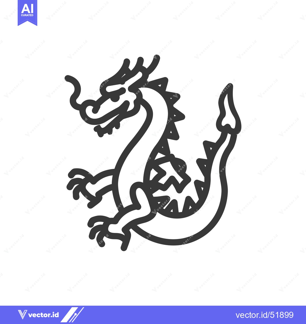 Premium Vector of Line Art Illustration of a Coiled Dragon