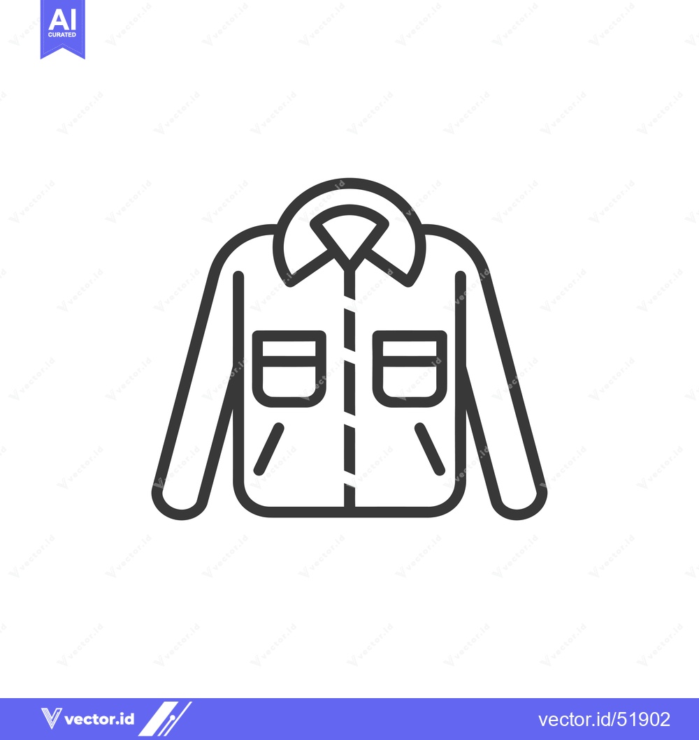 Premium Vector dari Line art illustration of a collared jacket with two pockets
