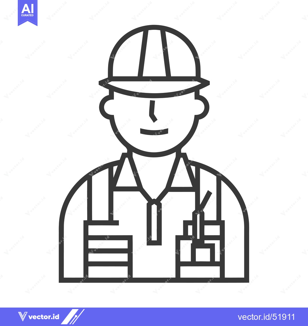 Premium Vector dari Line Art Illustration of a Construction Worker