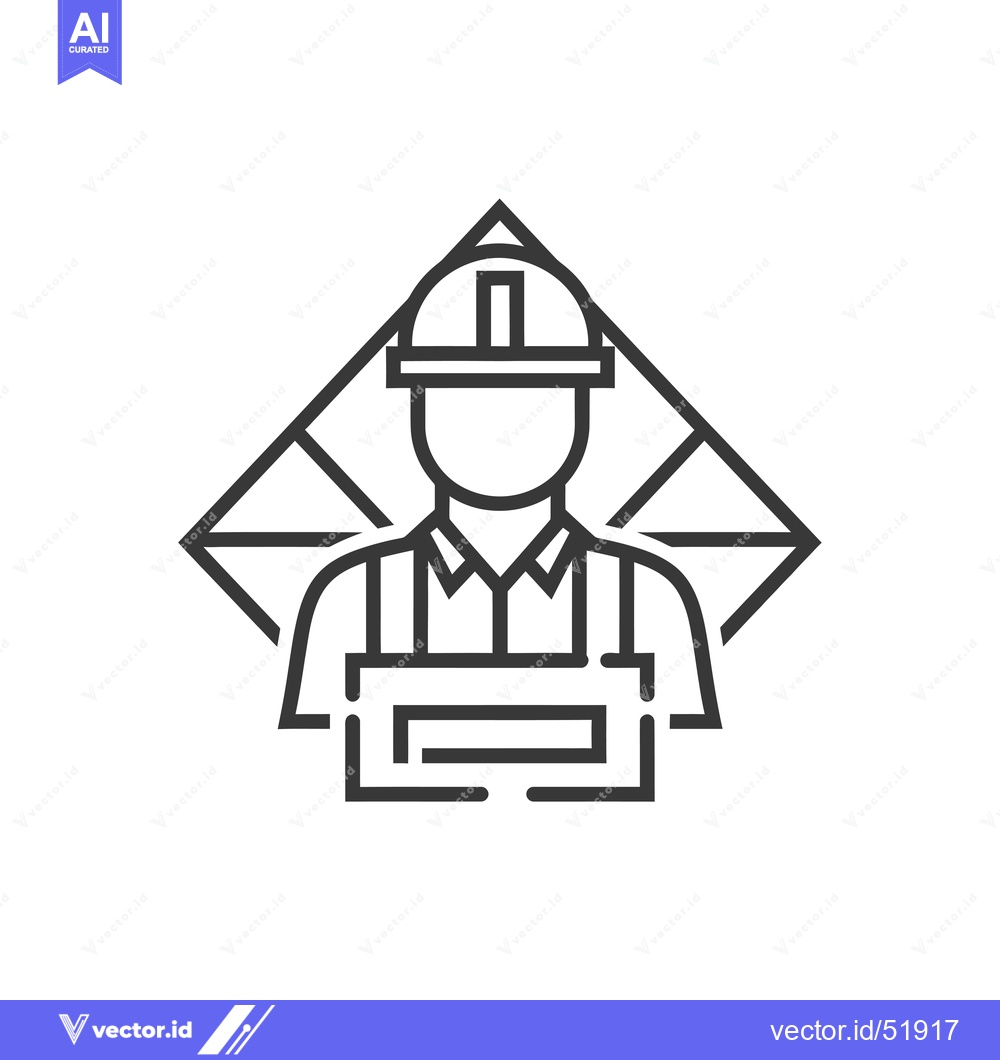 Premium Vector dari Line Art Illustration of a Construction Worker with a Hard Hat