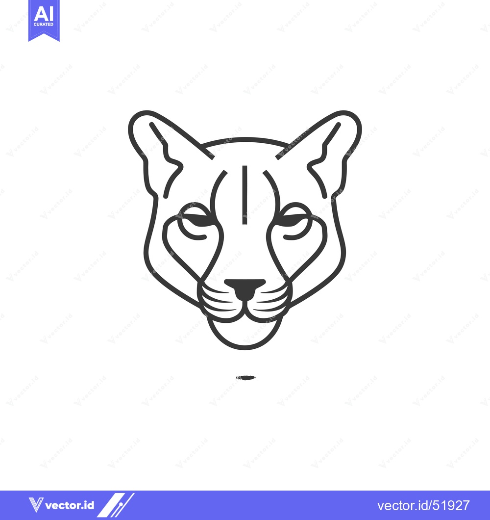 Premium Vector dari Line Art Illustration of a Cougar's Face