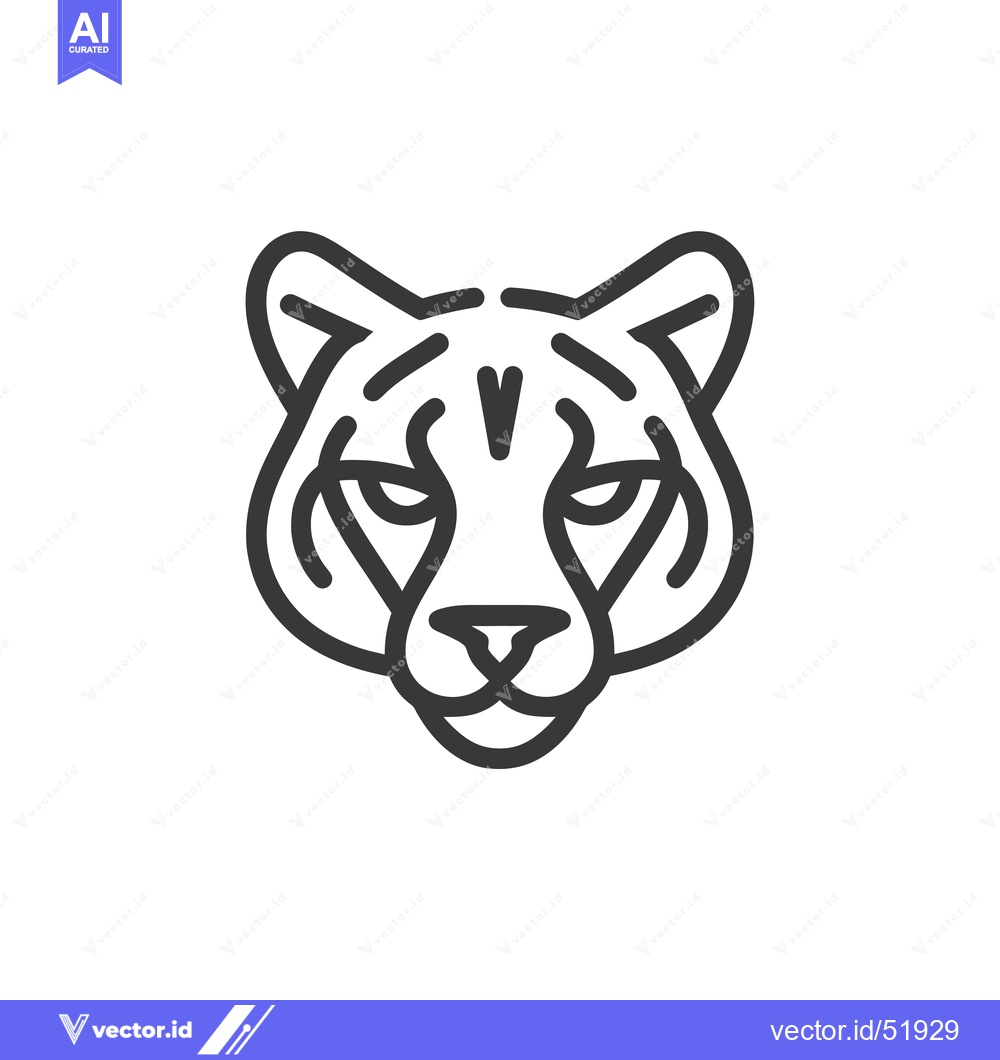 Premium Vector of Line Art Illustration of a Cougar's Face