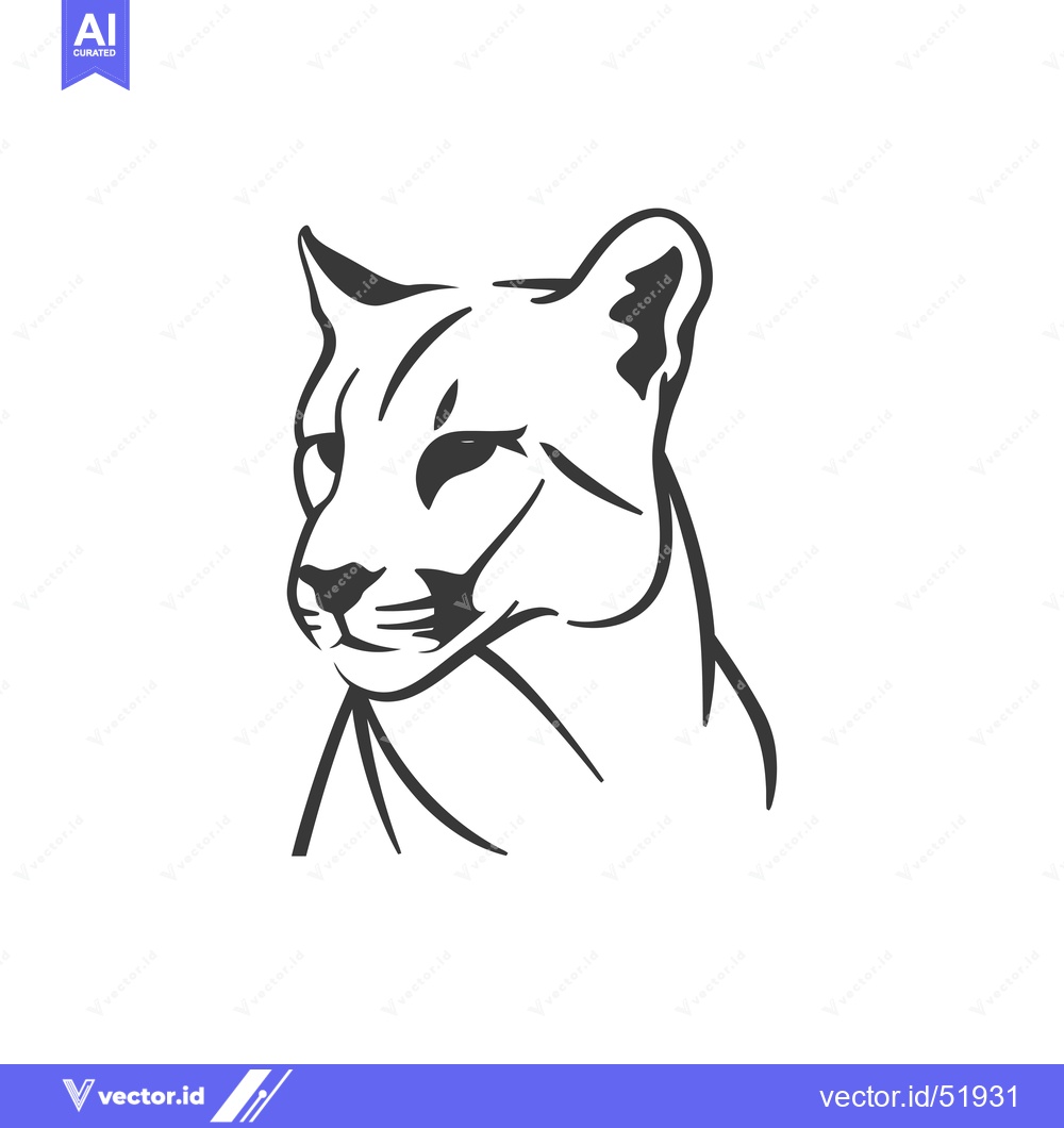 Premium Vector dari Line art illustration of a cougar's head