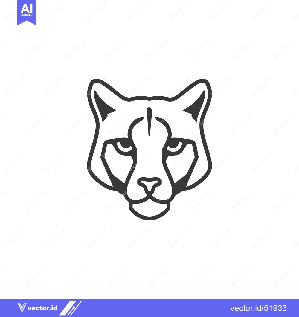 Premium Vector dari Line Art Illustration of a Cougar's Head