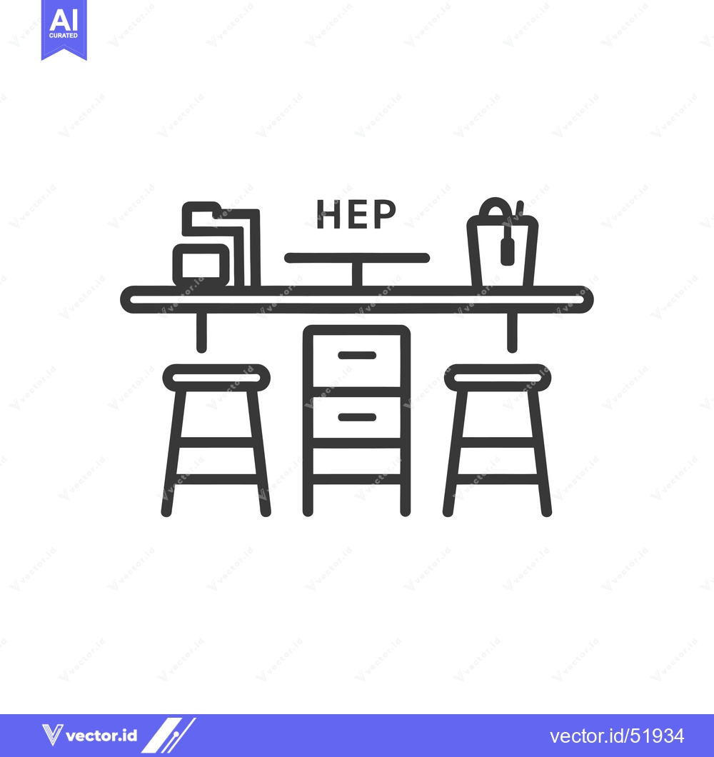 Premium Vector of Line Art Illustration of a Counter with Stools
