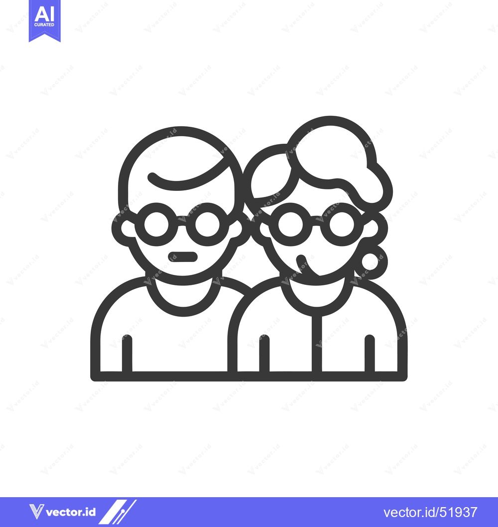 Premium Vector dari Line art illustration of a couple wearing glasses