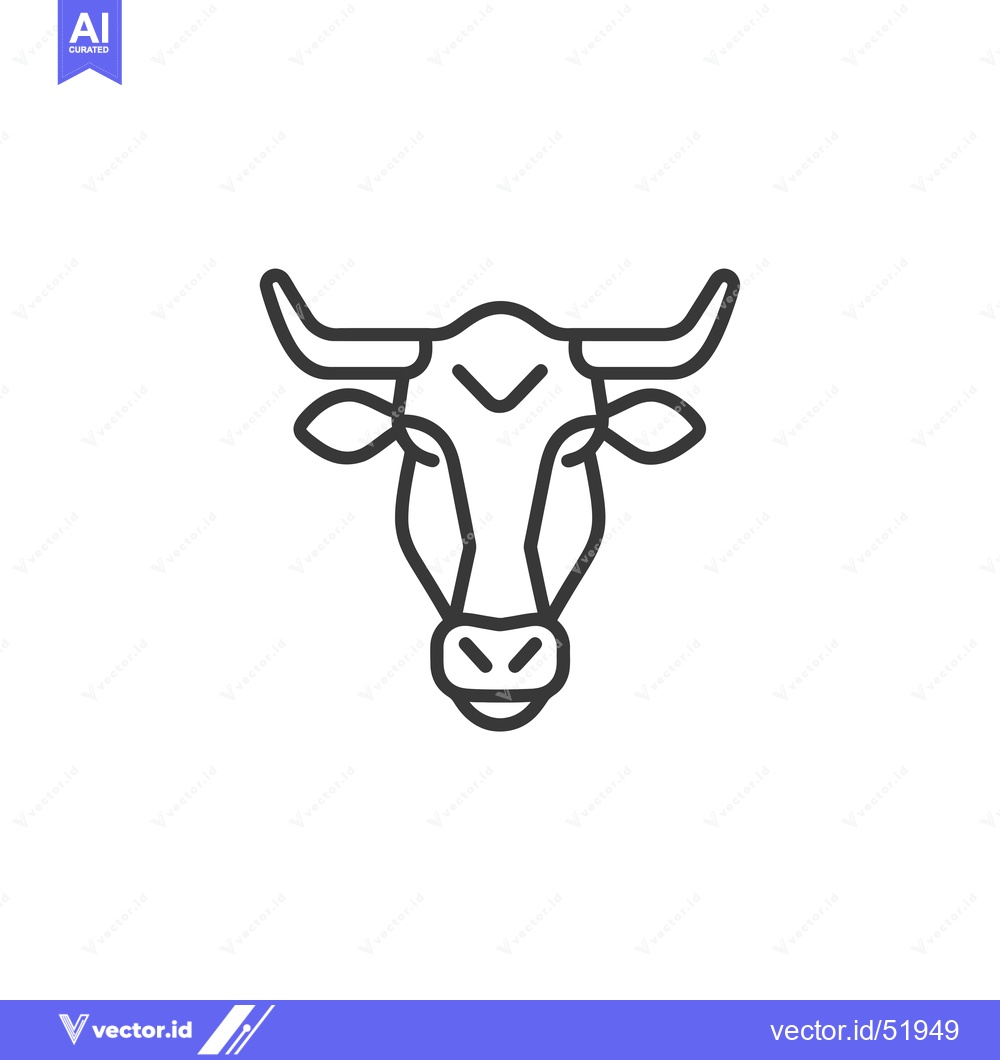 Premium Vector dari Line art illustration of a cow's head