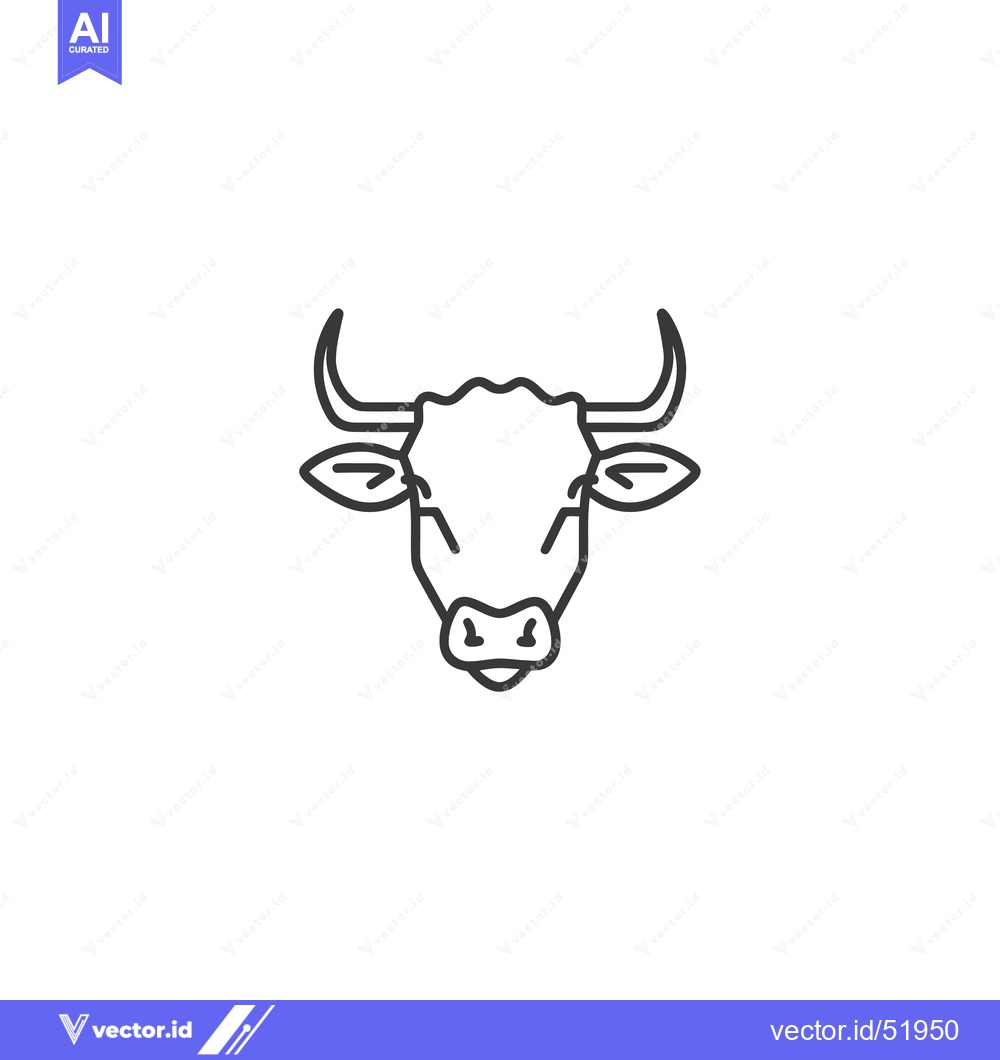 Premium Vector dari Line Art Illustration of a Cow's Head