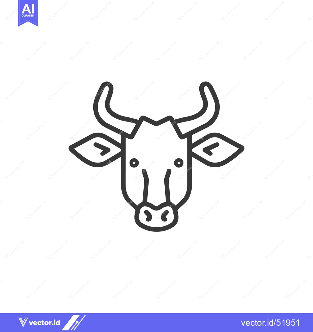 Premium Vector dari Line Art Illustration of a Cow's Head