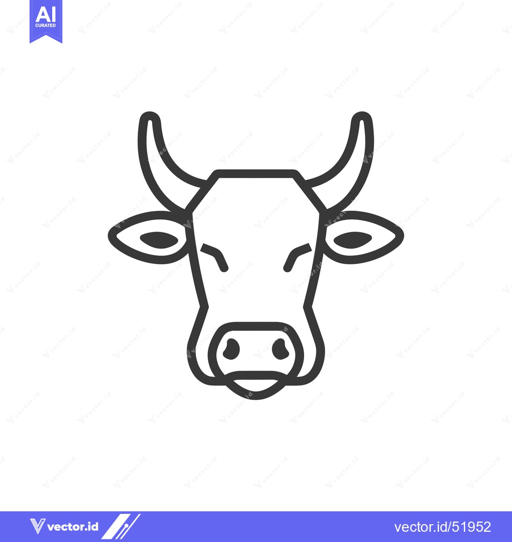 Premium Vector dari Line art illustration of a cow's head