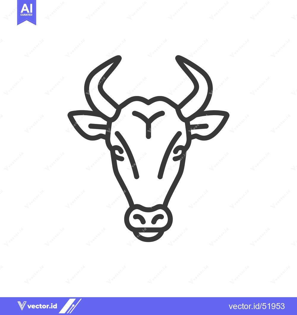 Premium Vector dari Line Art Illustration of a Cow's Head with Horns