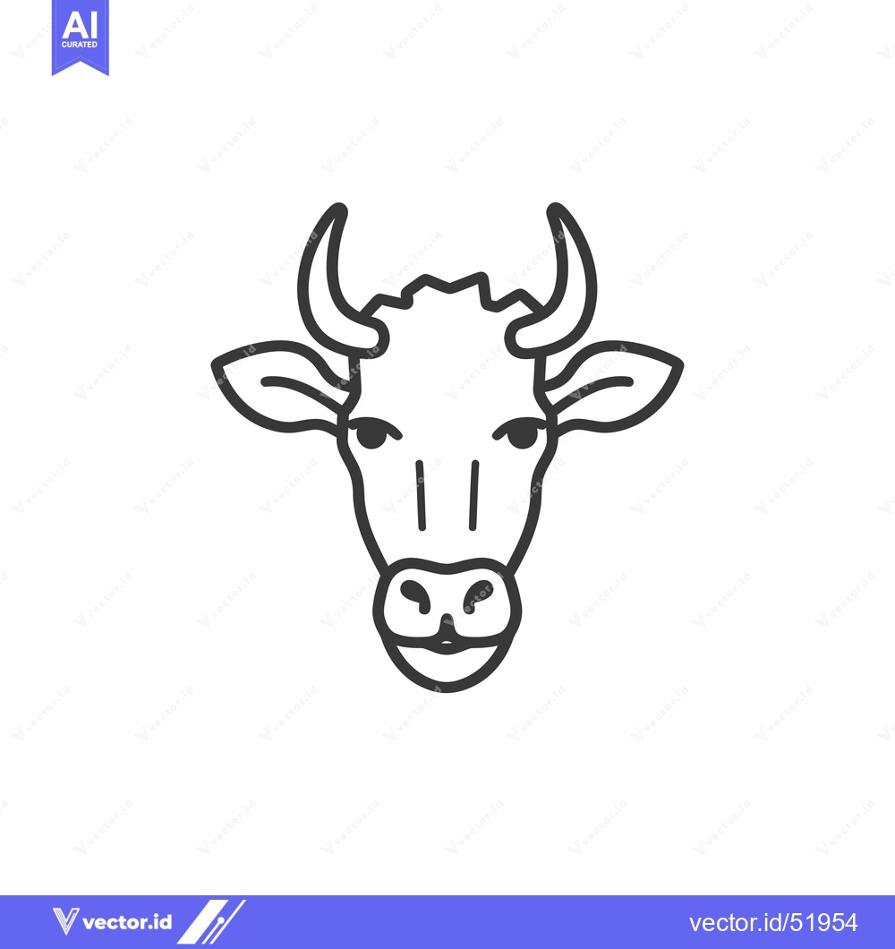 Premium Vector of Line art illustration of a cow's head with horns