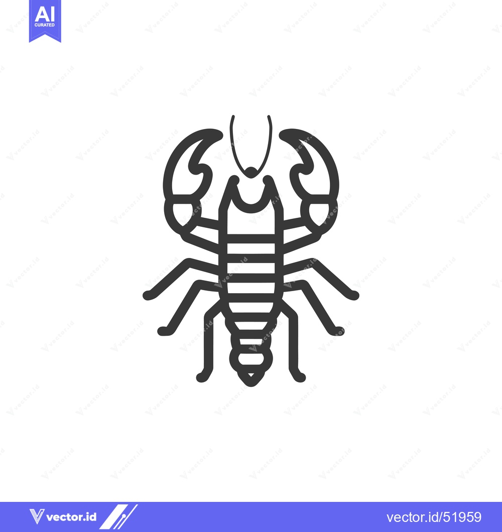 Premium Vector of Line Art Illustration of a Crayfish with Claws and Legs