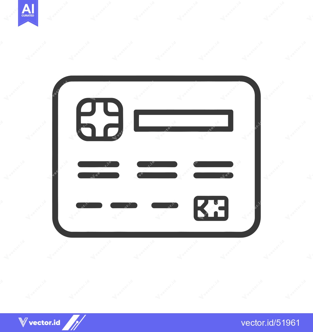 Premium Vector of Line Art Illustration of a Credit Card with a Chip and Magnetic Strip