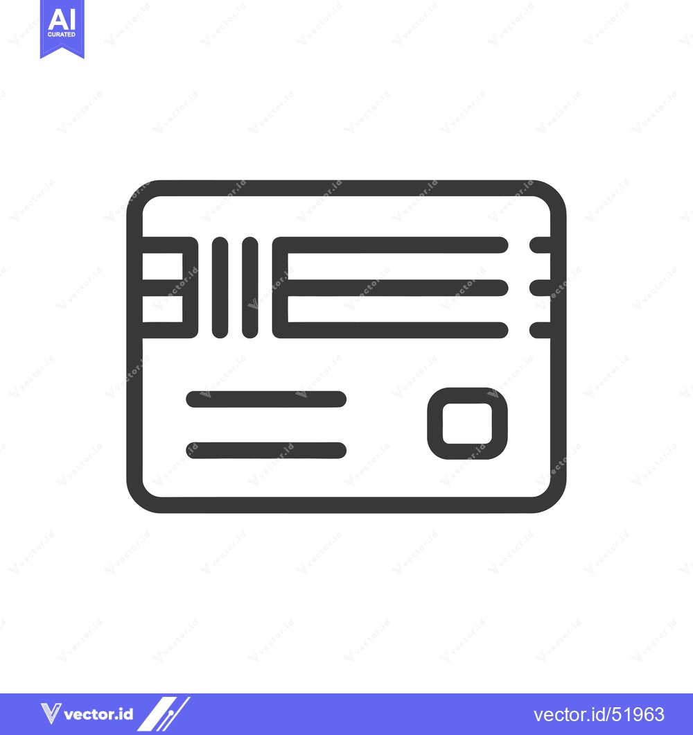 Premium Vector of Line art illustration of a credit card with lines and a chip