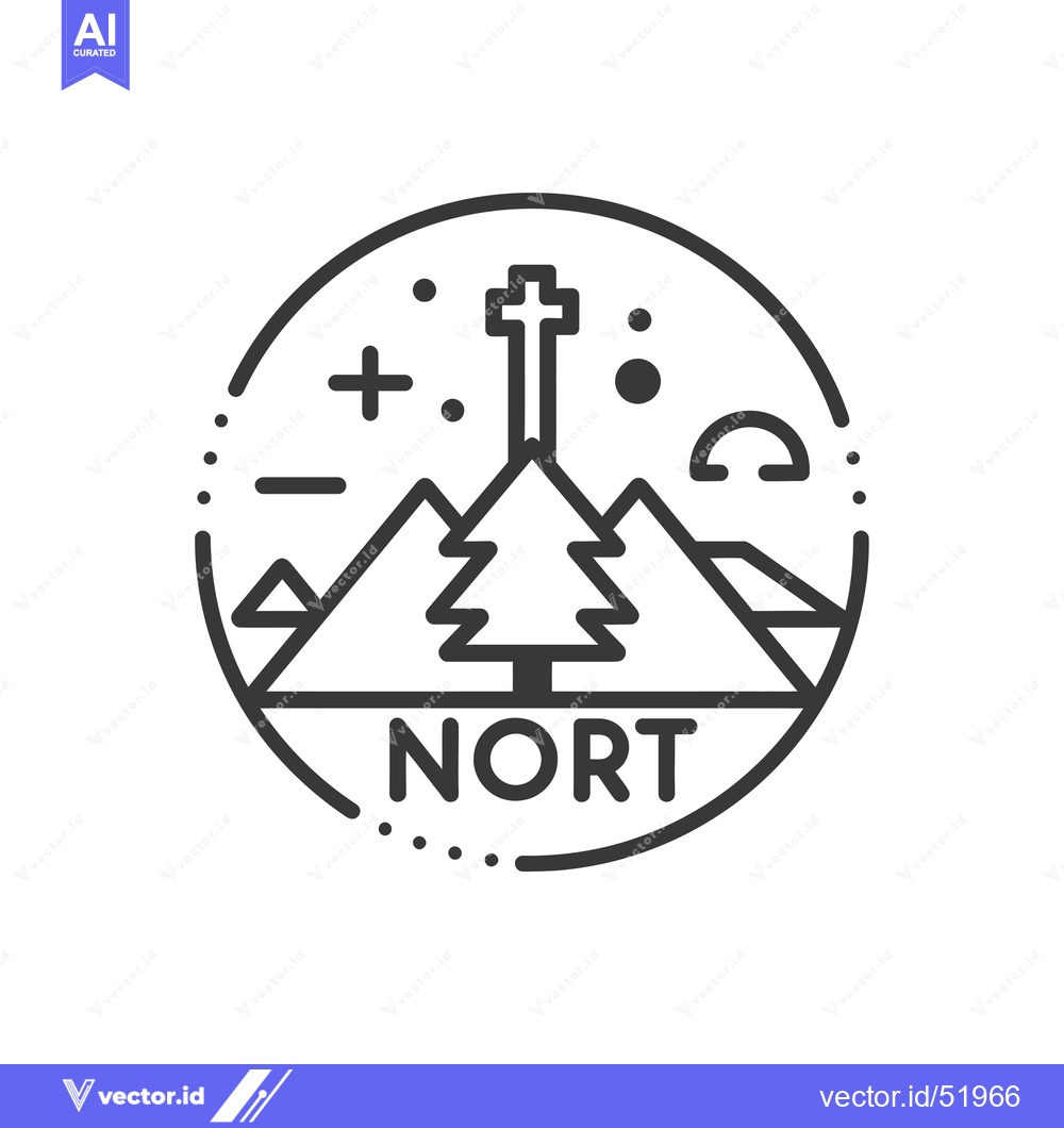 Premium Vector dari Line Art Illustration of a Cross on a Mountain with a Pine Tree and th