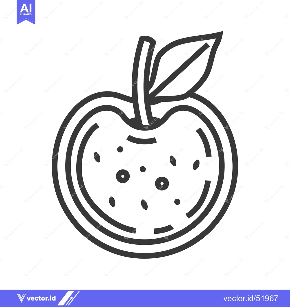 Premium Vector dari Line Art Illustration of a Cross-Sectioned Apple