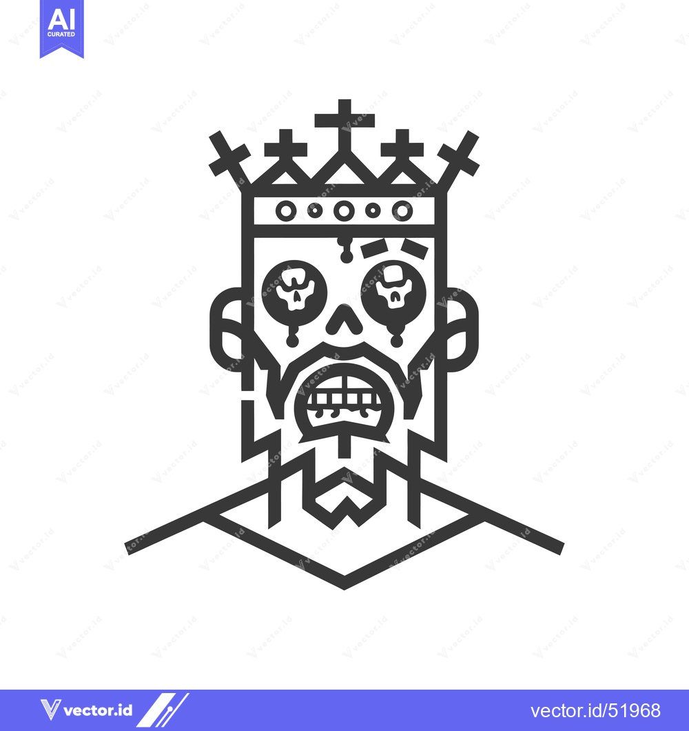 Premium Vector dari Line Art Illustration of a Crowned Person with Skull Eyes