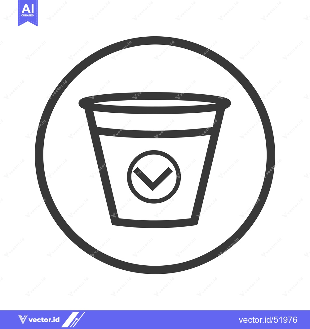 Premium Vector dari Line Art Illustration of a Cup with a Checkmark Inside a Circle