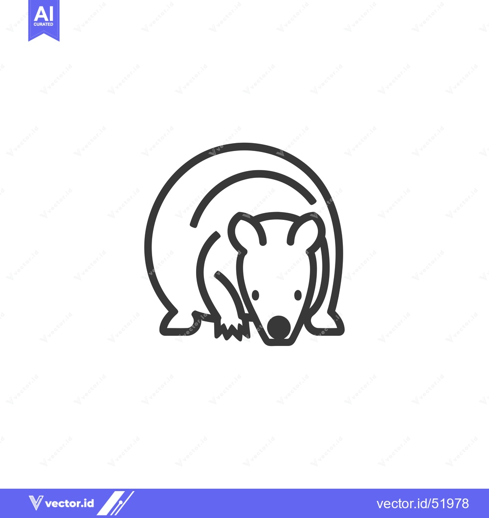 Premium Vector of Line Art Illustration of a Curled Up Armadillo