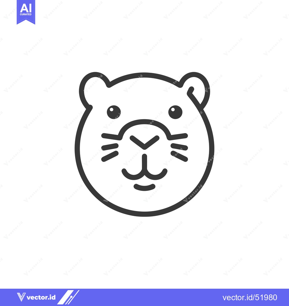 Premium Vector dari Line Art Illustration of a Cute Animal Face