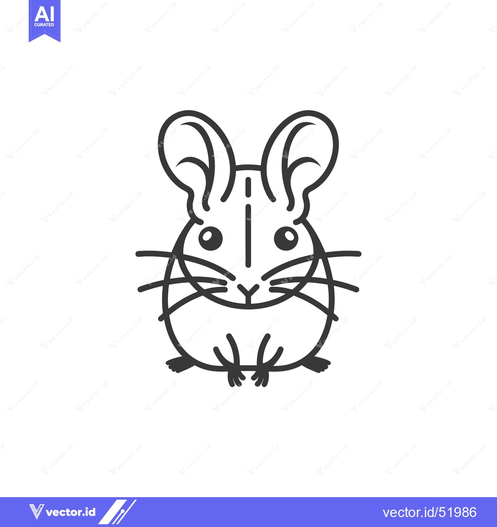 Premium Vector of Line art illustration of a cute cartoon hamster