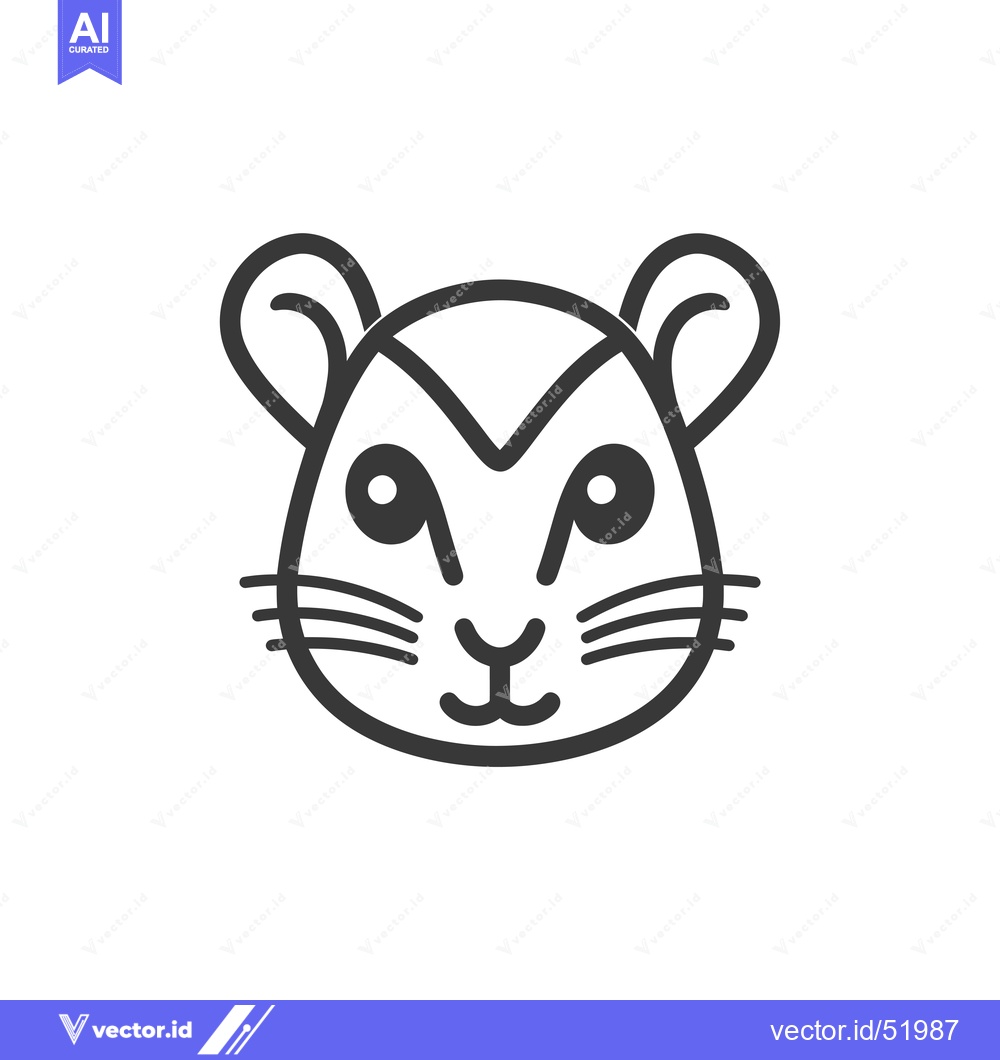 Premium Vector dari Line Art Illustration of a Cute Cartoon Hamster Face