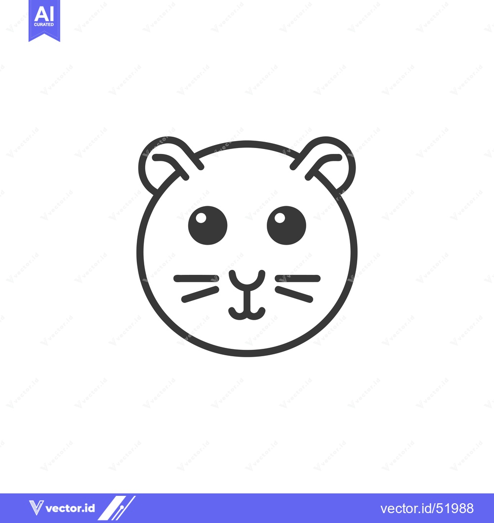 Premium Vector dari Line Art Illustration of a Cute Cartoon Hamster Face