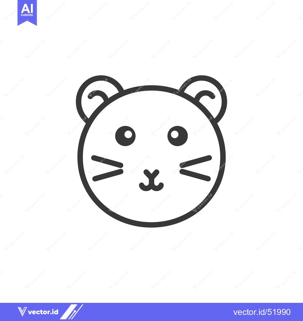 Premium Vector of Line Art Illustration of a Cute Cartoon Mouse Face