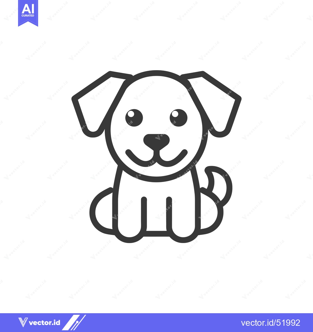 Premium Vector dari Line art illustration of a cute dog sitting