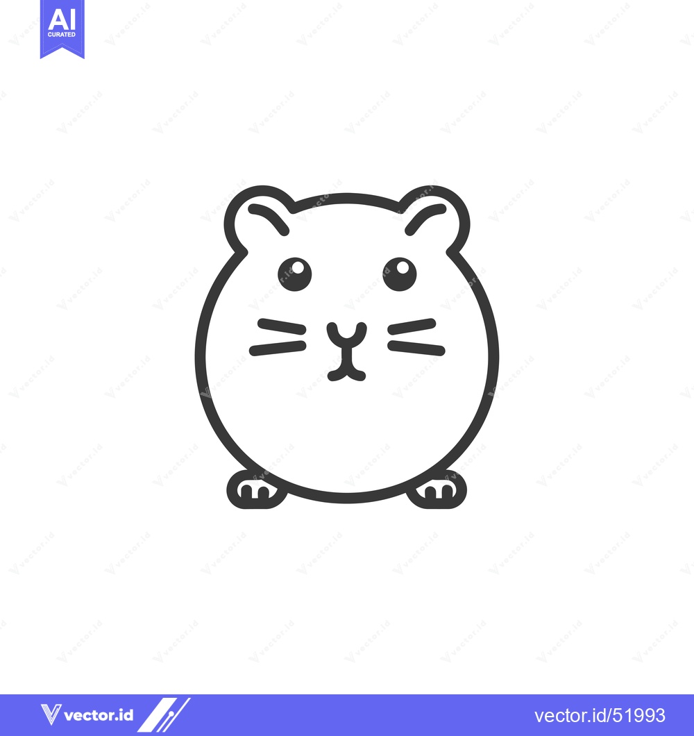 Premium Vector of Line Art Illustration of a Cute Hamster