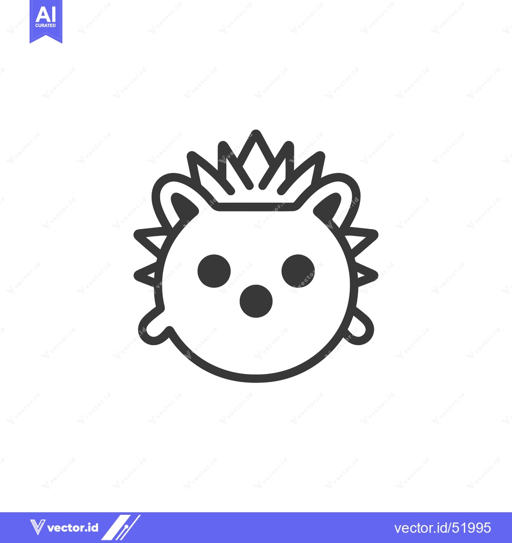 Premium Vector of Line Art Illustration of a Cute Hedgehog with Spiky Hair