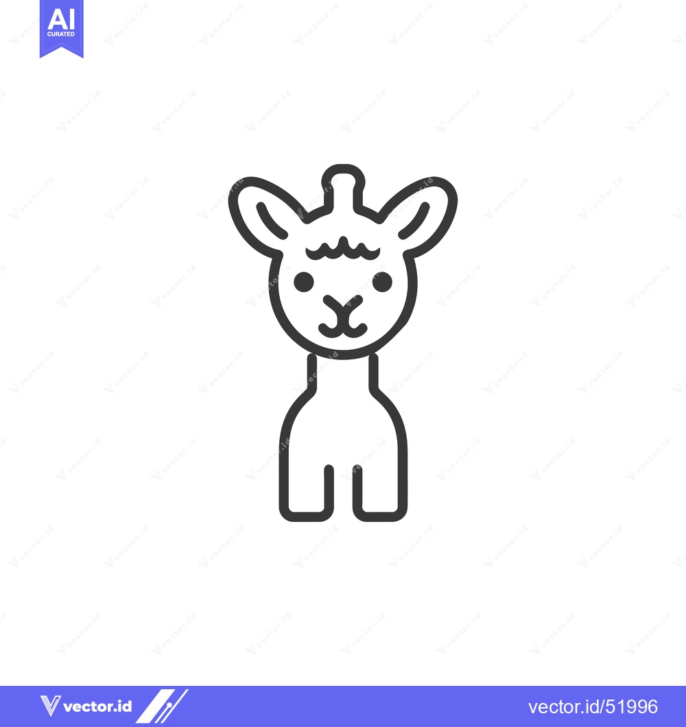 Premium Vector of Line Art Illustration of a Cute Llama