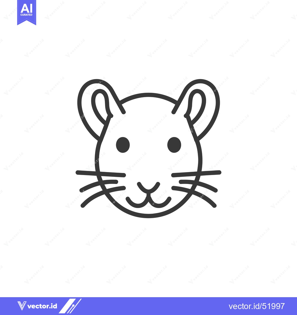 Premium Vector dari Line art illustration of a cute mouse face