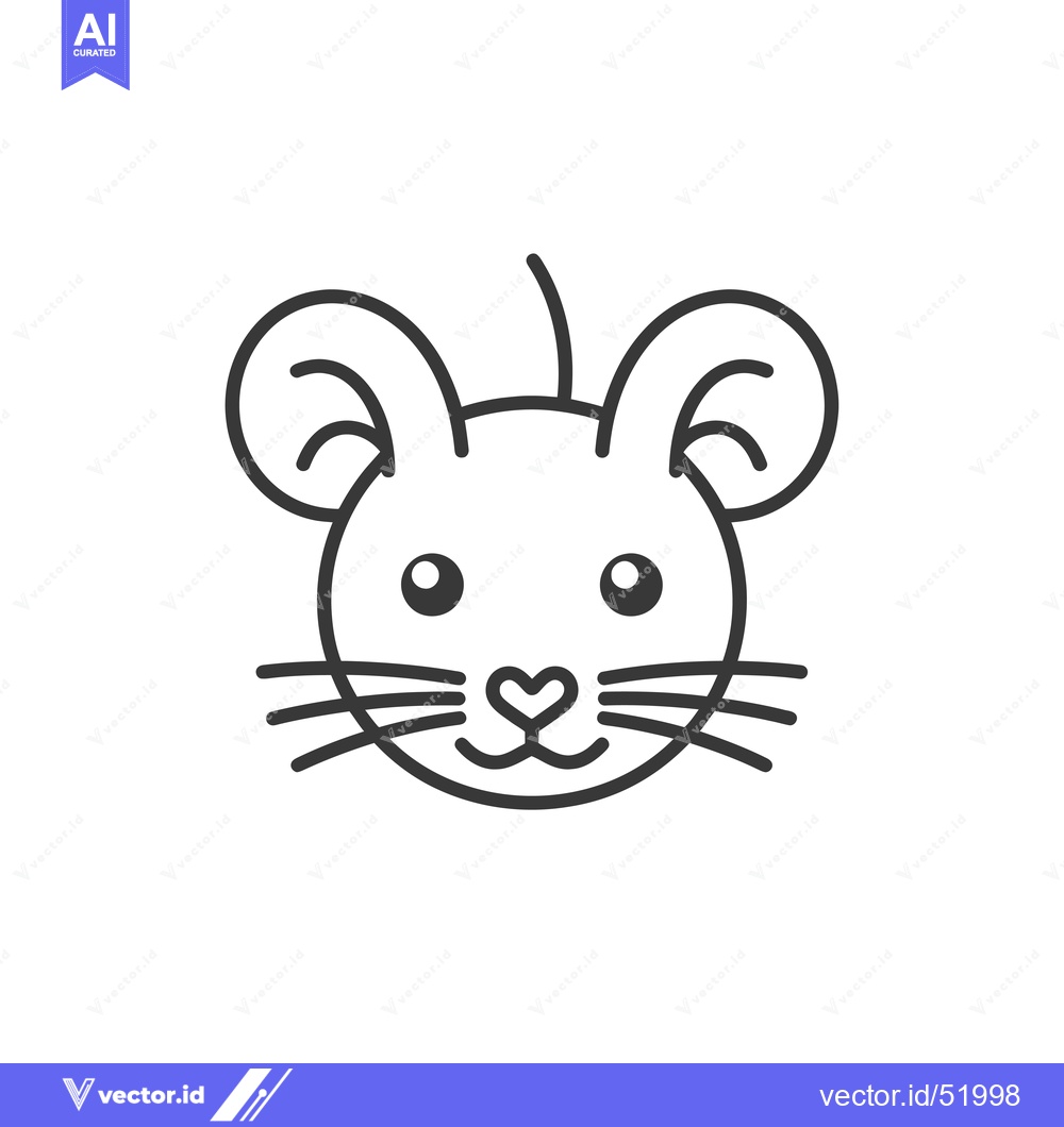 Premium Vector dari Line art illustration of a cute mouse face