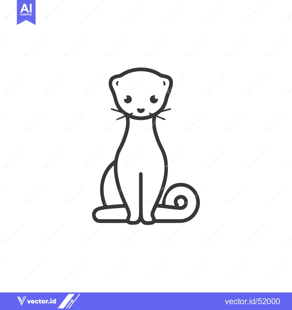 Premium Vector dari Line art illustration of a cute sitting ferret