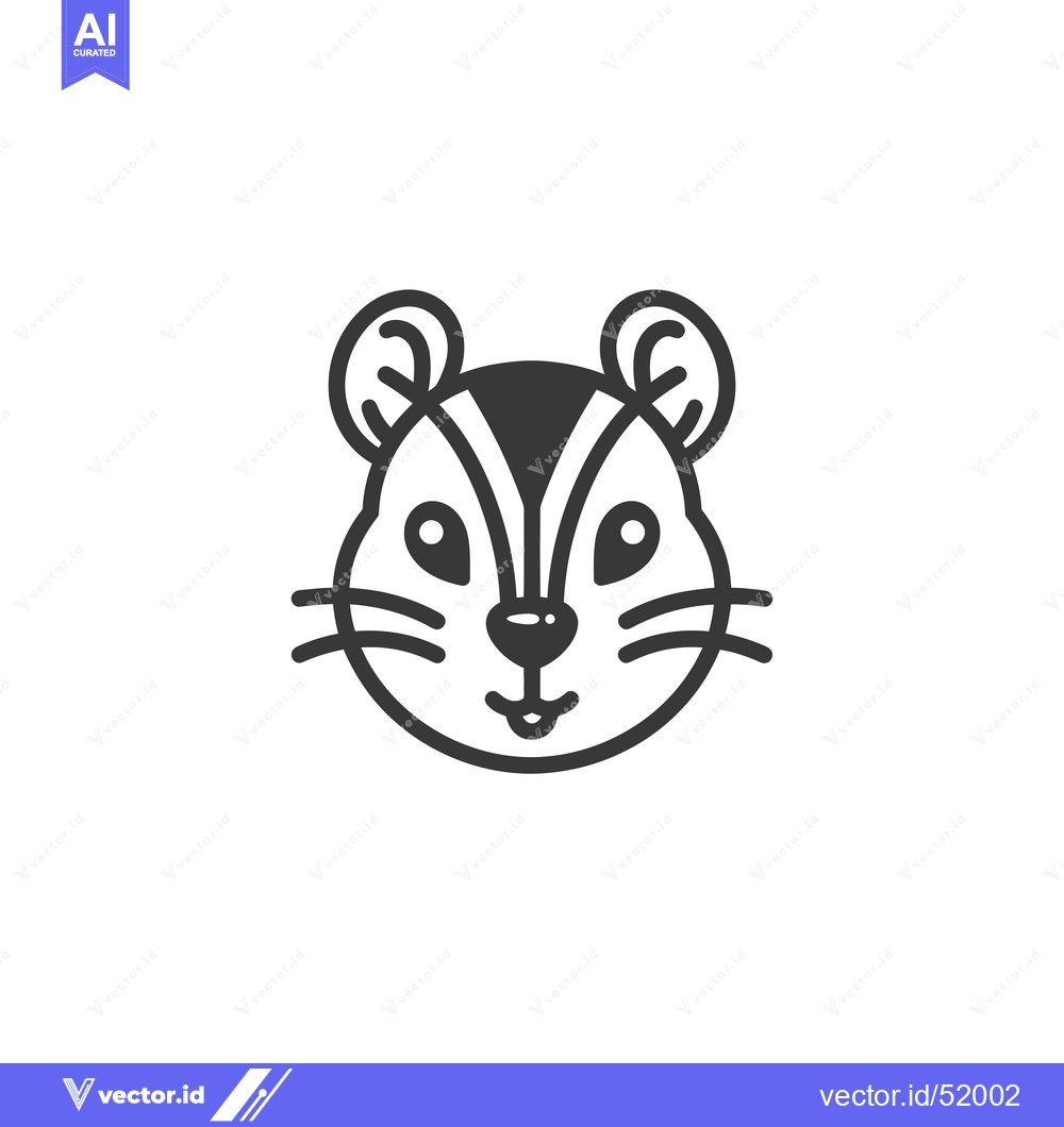 Premium Vector of Line art illustration of a cute squirrel face