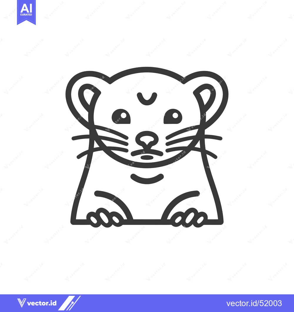Premium Vector of Line Art Illustration of a Cute Weasel