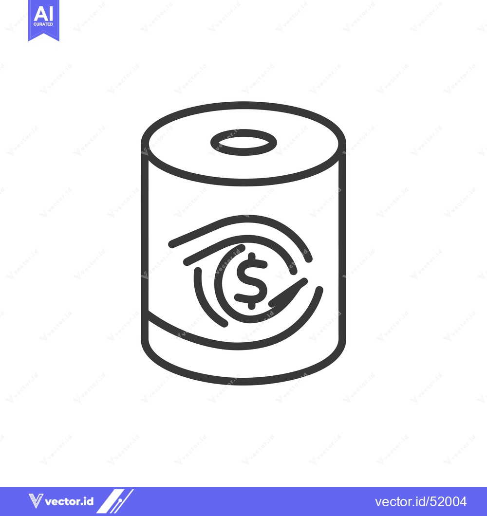 Premium Vector dari Line Art Illustration of a Cylinder with a Dollar Sign in a Circle