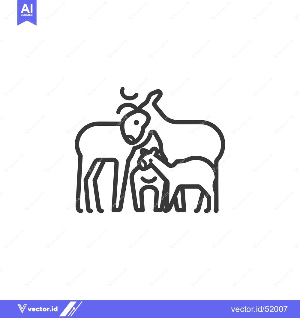 Premium Vector of Line Art Illustration of a Deer Family