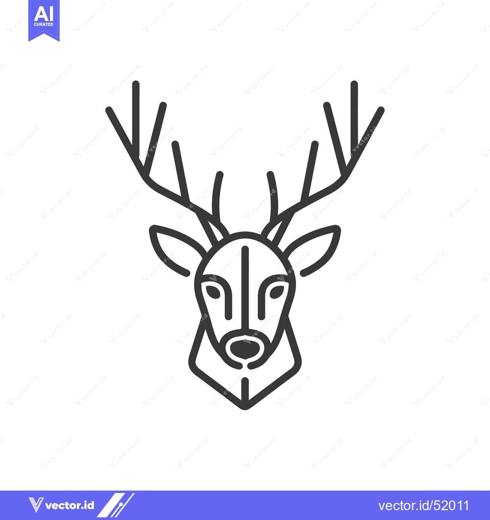 Premium Vector of Line art illustration of a deer head with antlers