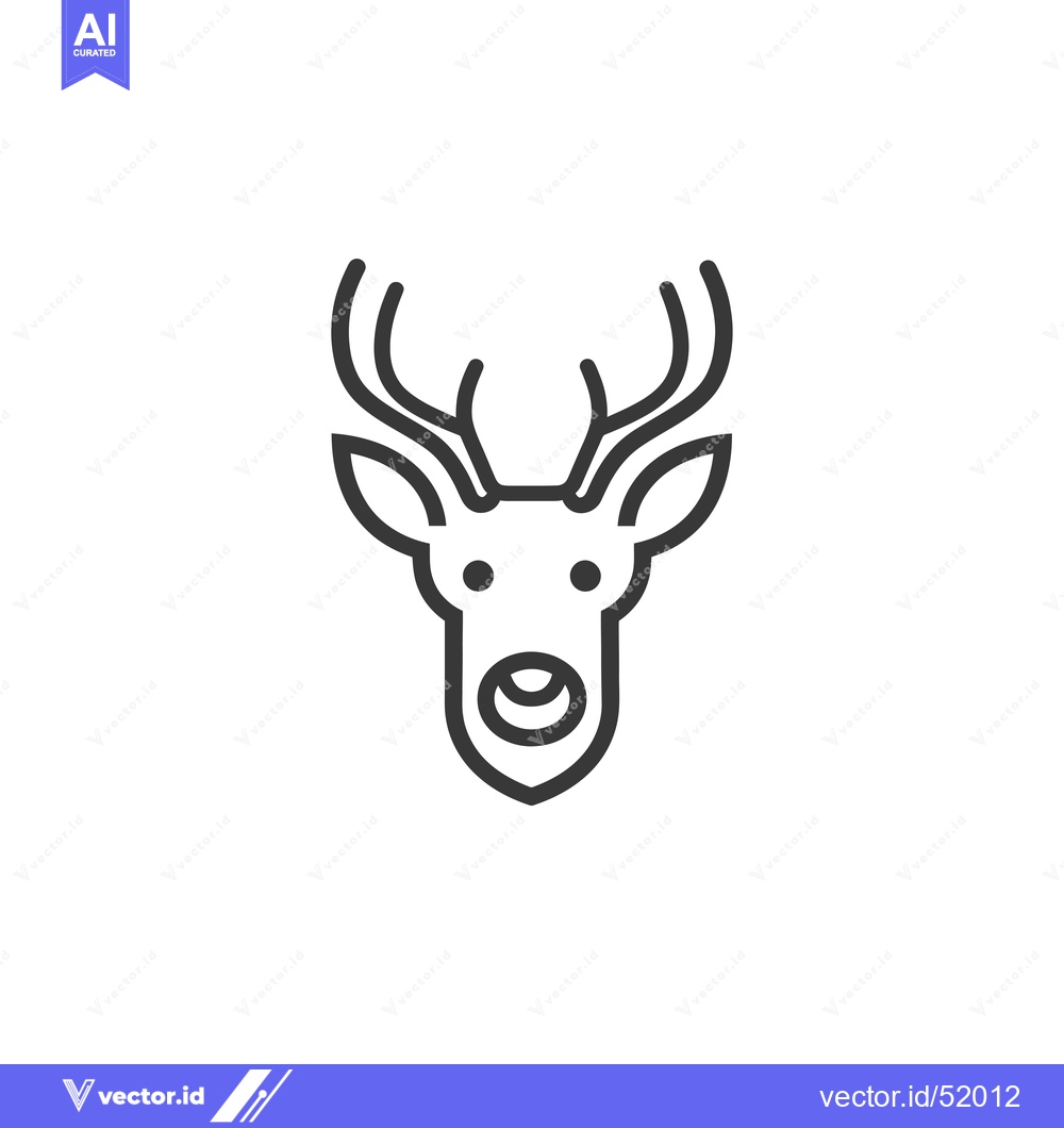 Premium Vector of Line Art Illustration of a Deer Head with Antlers
