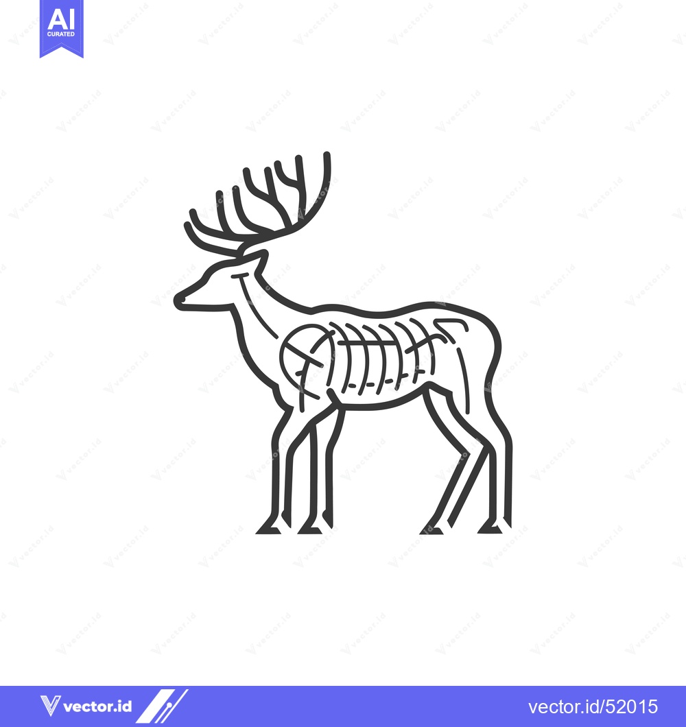Premium Vector dari Line Art Illustration of a Deer with Antlers