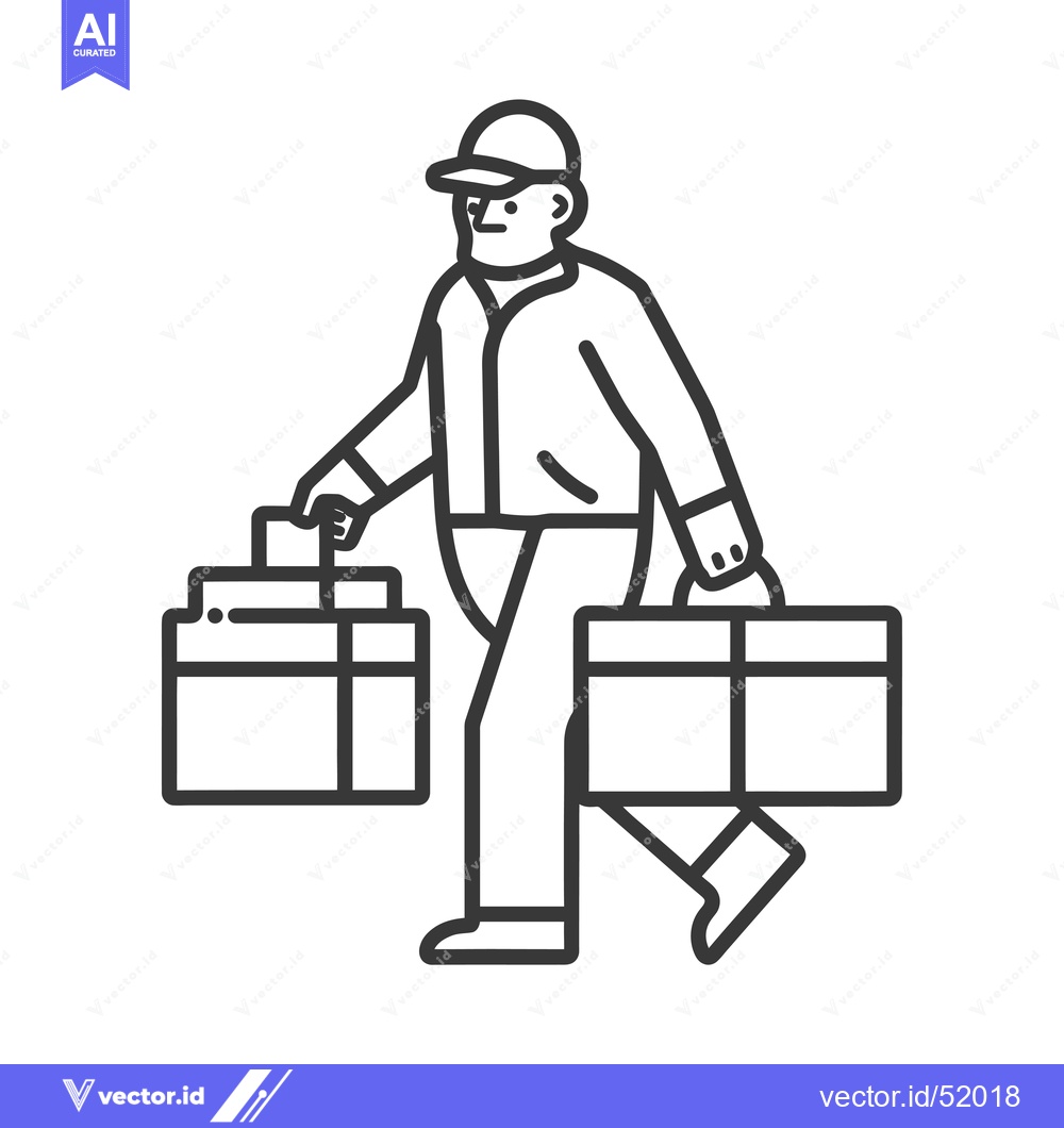 Premium Vector dari Line Art Illustration of a Delivery Person Carrying Boxes