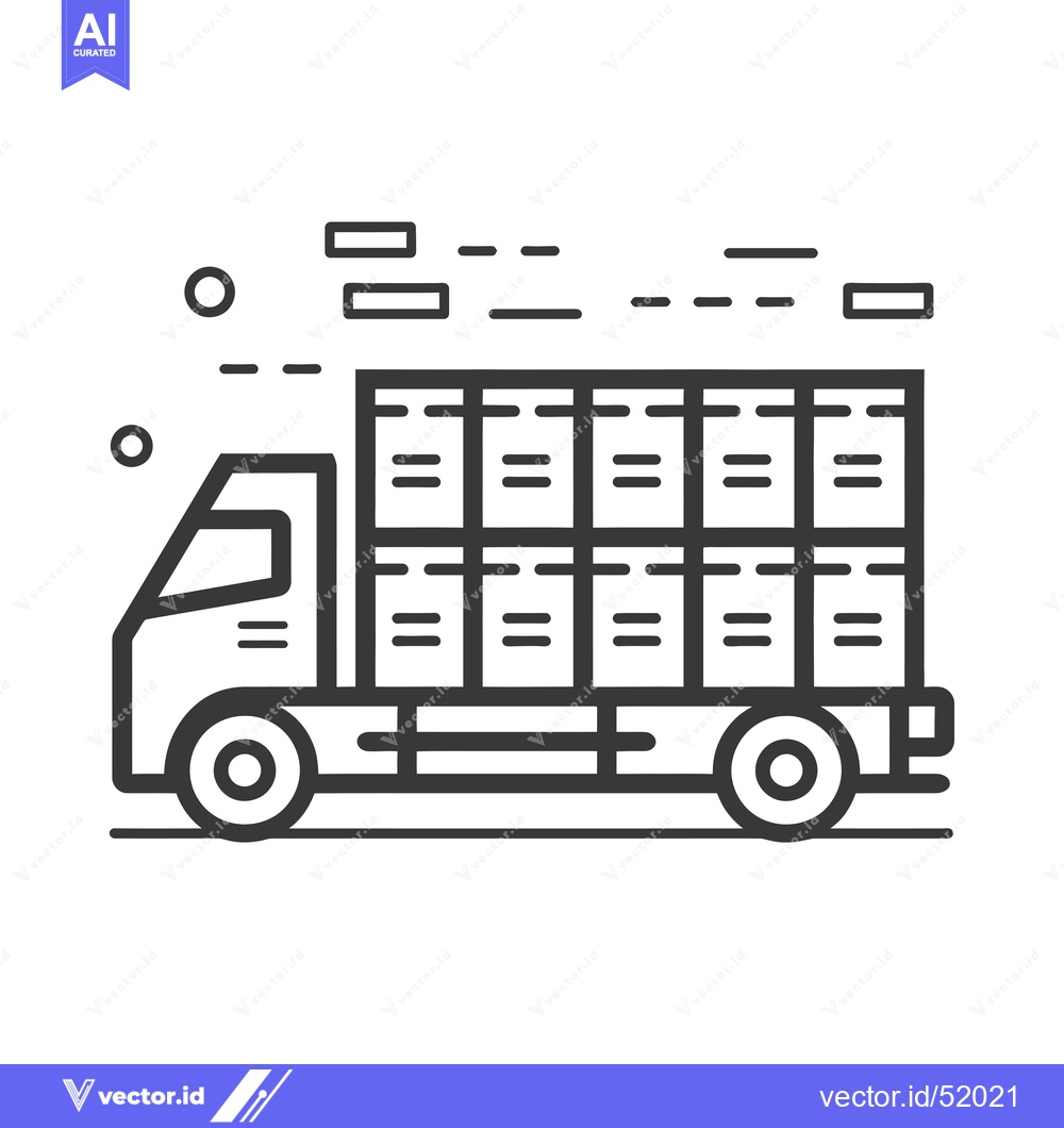 Premium Vector dari Line Art Illustration of a Delivery Truck in Motion